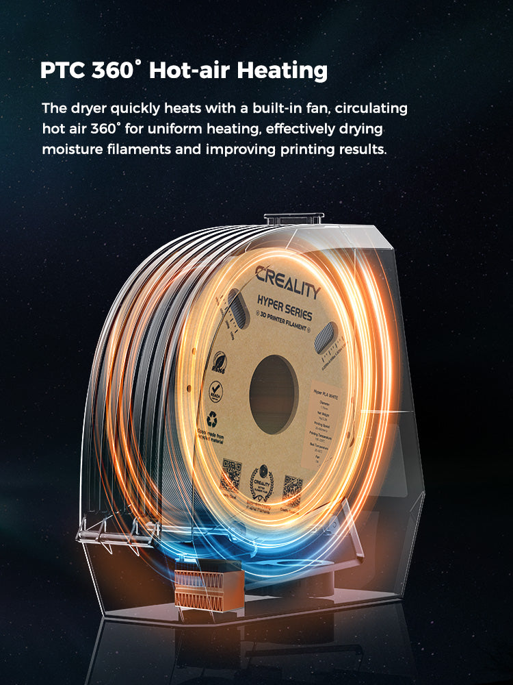 Creality Space Pi Filament Dryer Box Efficient drying Adjustable 45℃-70℃ 360° Hot-Air Heating For Creality K1 / Ender 3 V3 SE