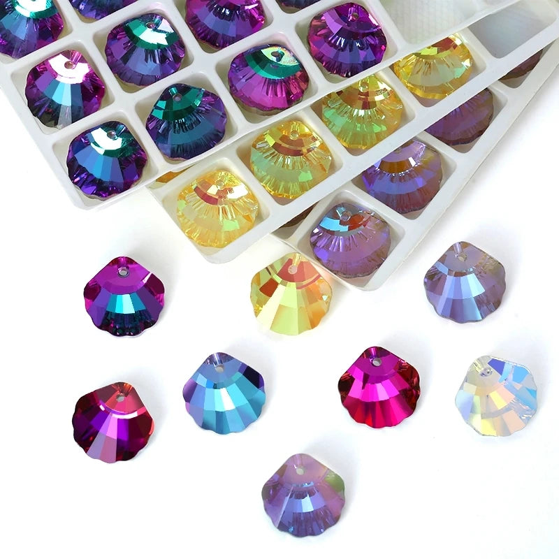 Shell Crystal Charms, Necklaces,  Pendants for Jewelry Making  16mm  12Pcs