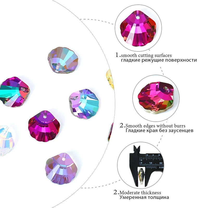 Shell Crystal Charms, Necklaces,  Pendants for Jewelry Making  16mm  12Pcs