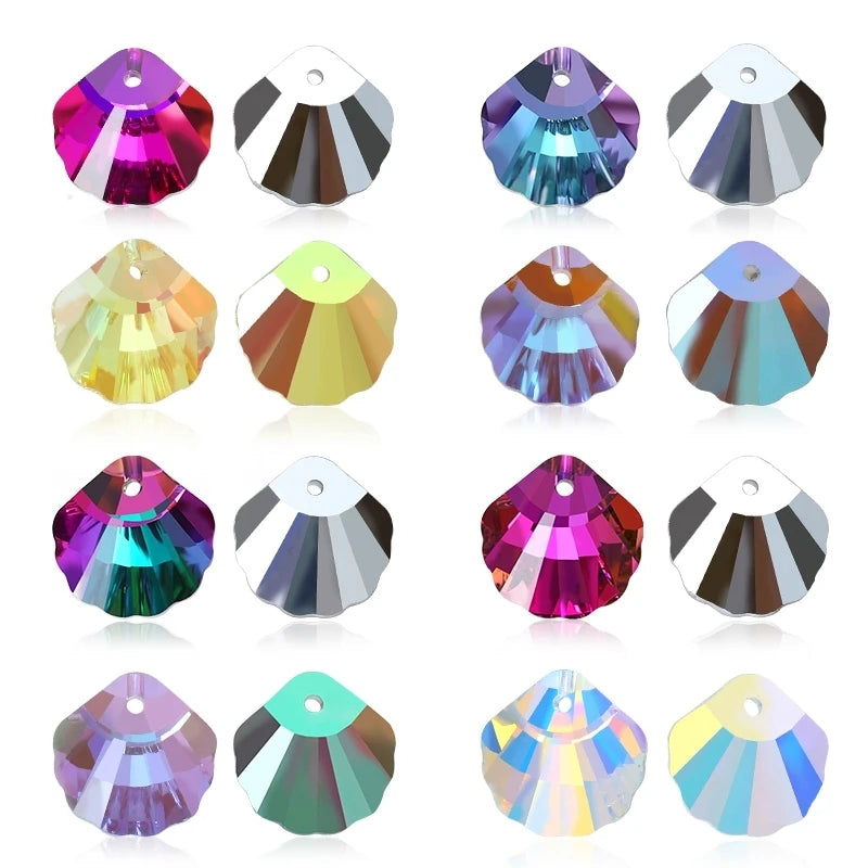 Shell Crystal Charms, Necklaces,  Pendants for Jewelry Making  16mm  12Pcs