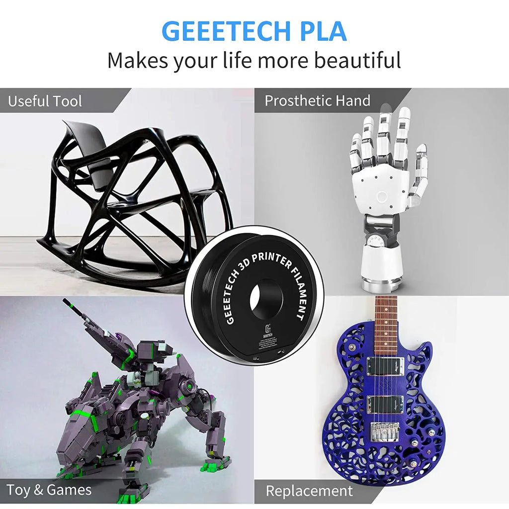 Geeetech 3d printer Filament PLA PETG Plastic 1kg 1.75mm,Tangle-Free,  wire materials, black, white, vacuum packaging