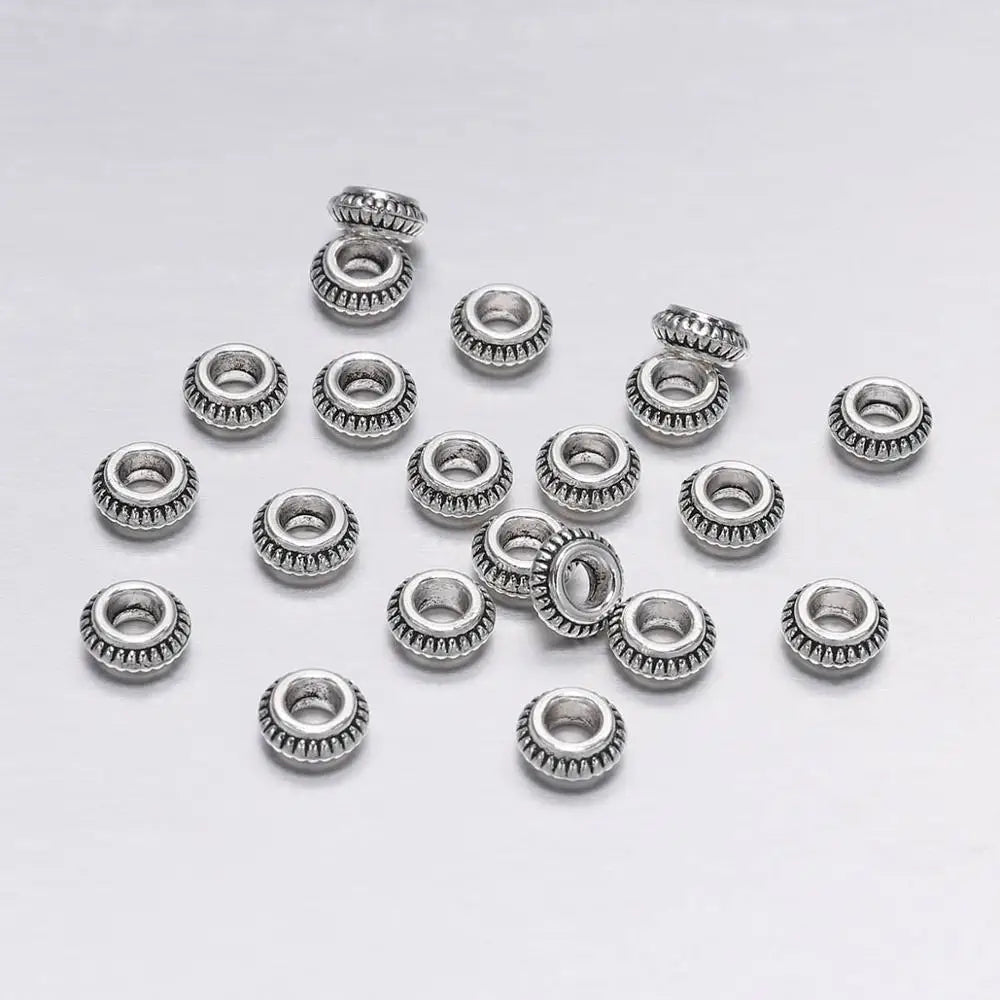 Antique Gold/Silver Zinc Alloy Circular Flat Beads 7mm For Jewelry Making  Bracelet 50 Pieces