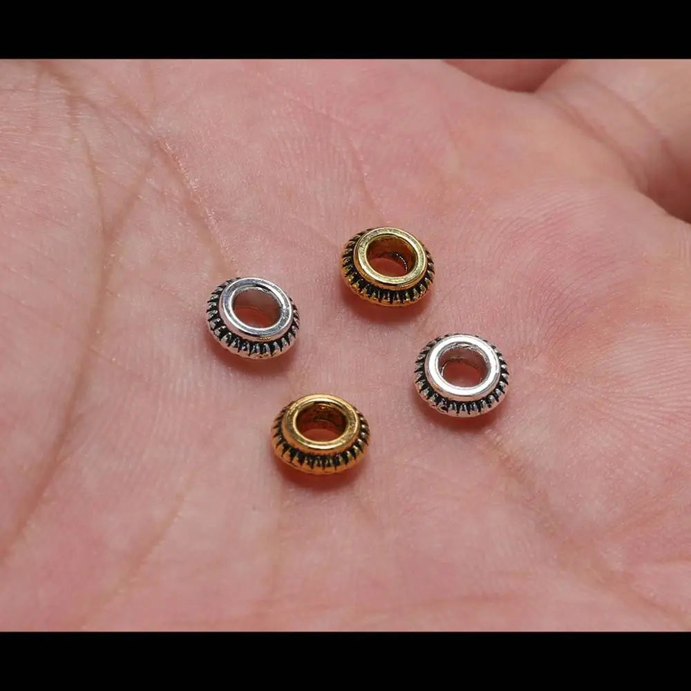 Antique Gold/Silver Zinc Alloy Circular Flat Beads 7mm For Jewelry Making  Bracelet 50 Pieces