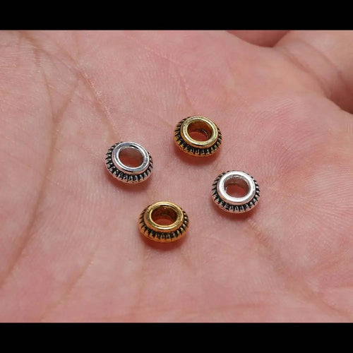 Antique Gold/Silver Zinc Alloy Circular Flat Beads 7mm For Jewelry Making  Bracelet 50 Pieces