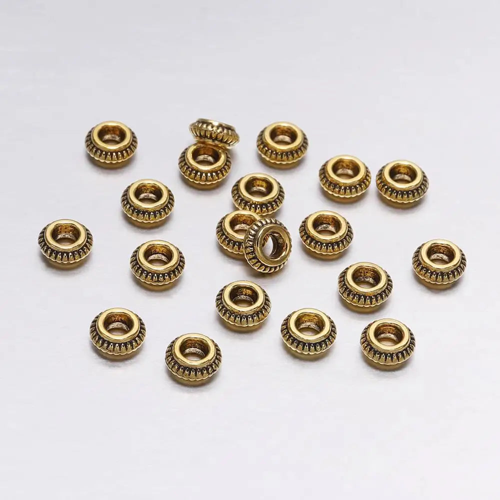 Antique Gold/Silver Zinc Alloy Circular Flat Beads 7mm For Jewelry Making  Bracelet 50 Pieces