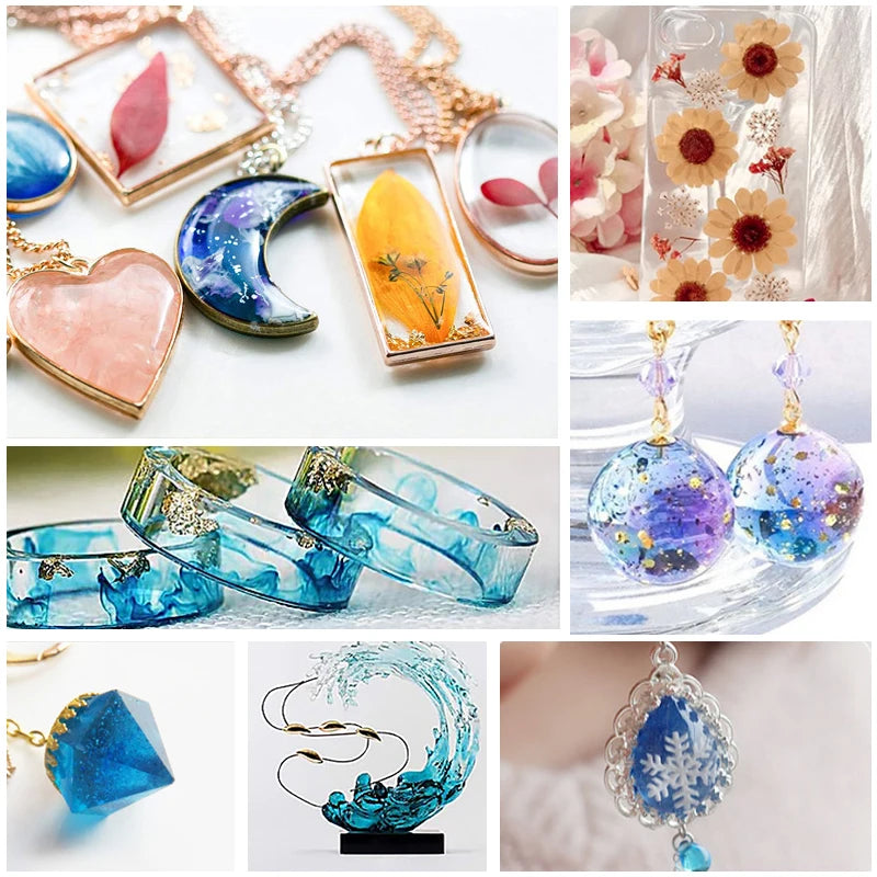 High Gloss Resin and Hard Crystal Clear Epoxy Resin Kit for Art Casting Jewelry, Or Projects Tumblers Tables 3D Crafts Easy Mix 1:1