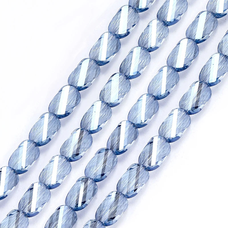 Faceted Glass Twisted Beads AB Color  Jewelry Bracelet Necklace Earring Making 2 Sizes