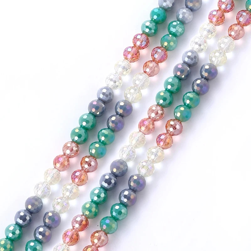Colorful  Crystal Faceted Disco Ball Beads Electroplate Glass for Jewelry Making 8mm
