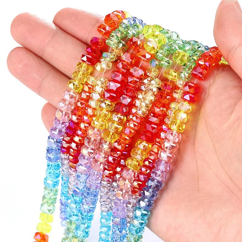 Premium Crystal Sparkling Rondelle Beads Faceted Glass for  Bracelets, Necklaces, Earrings 6mm 8mm