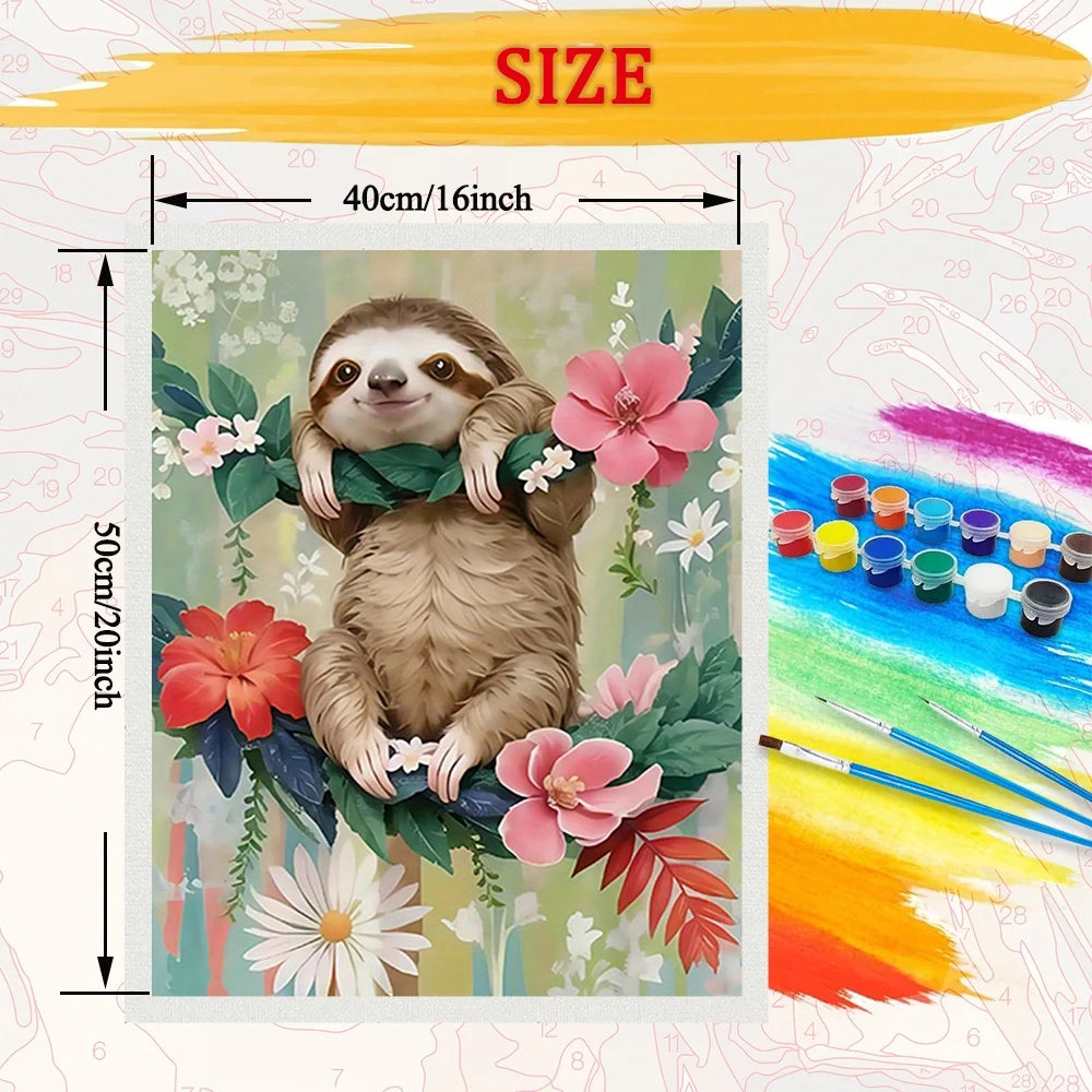 Cute Sloth Art Paint By Numbers Kit