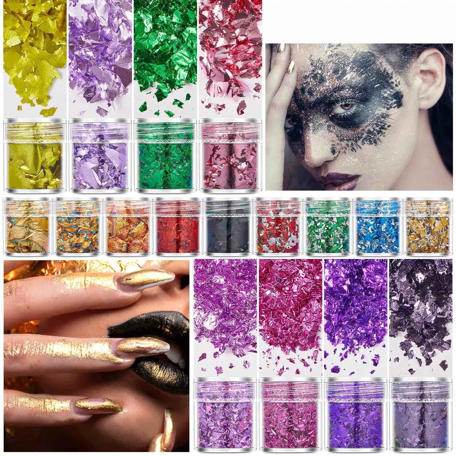 4 Bottles/Set Gold Foil Leaf Flake For Epoxy Resin Mold Jewelry Making