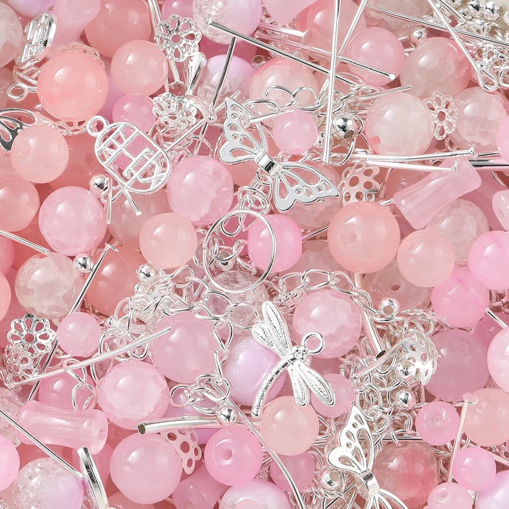 Mixed Glass Beads Metal Pendants For Bracelets & Necklaces