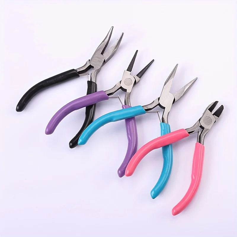 Multi functional jewelry pliers set - needle tip pliers, elbow pliers for bead stringing, repair, and handicrafts