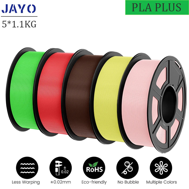 JAYO 5Rolls PLA/PLA Plus/Petg/ABS/TPU/PLA Metal/PLAYG/HS-PLA 3D Printer Filament 1.75mm FDM