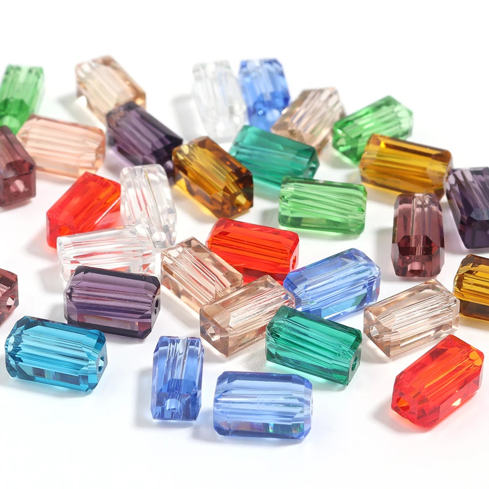 1 Strand Rectangular Glass Crystal Beads Colorful Loose Beads For Jewelry Making DIY Bracelets Necklace Accessories Handmade