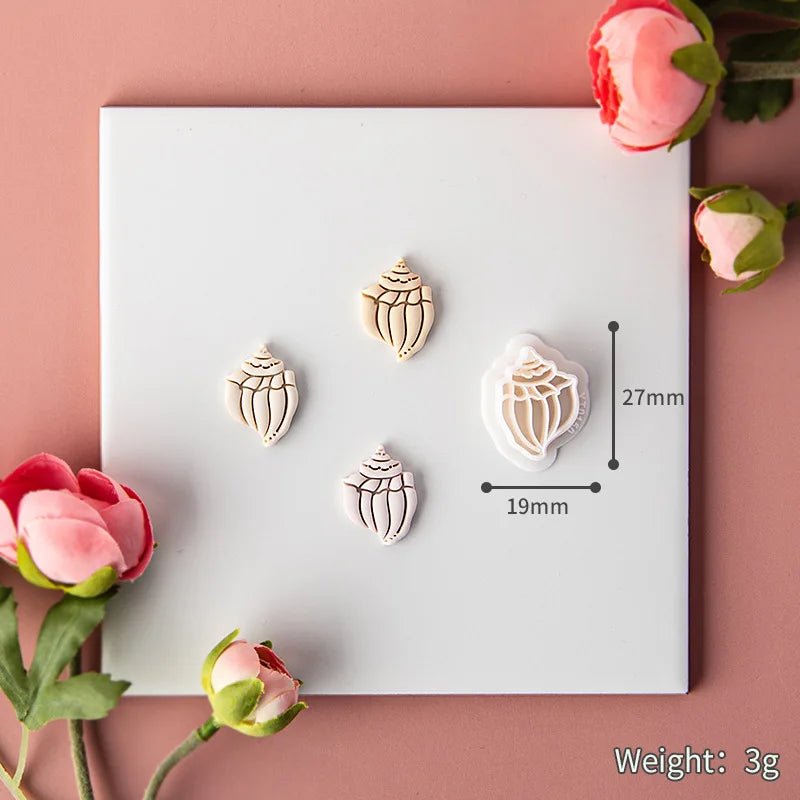 Ocean Sea Polymer Clay Cutters Summer Beach Earring Embosser Cutter Shell Conch Fish Tail Shape Earring Mold for Pendant Jewelry