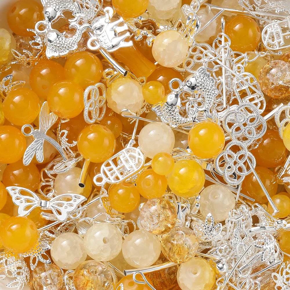 Mixed Glass Beads Metal Pendants For Bracelets & Necklaces