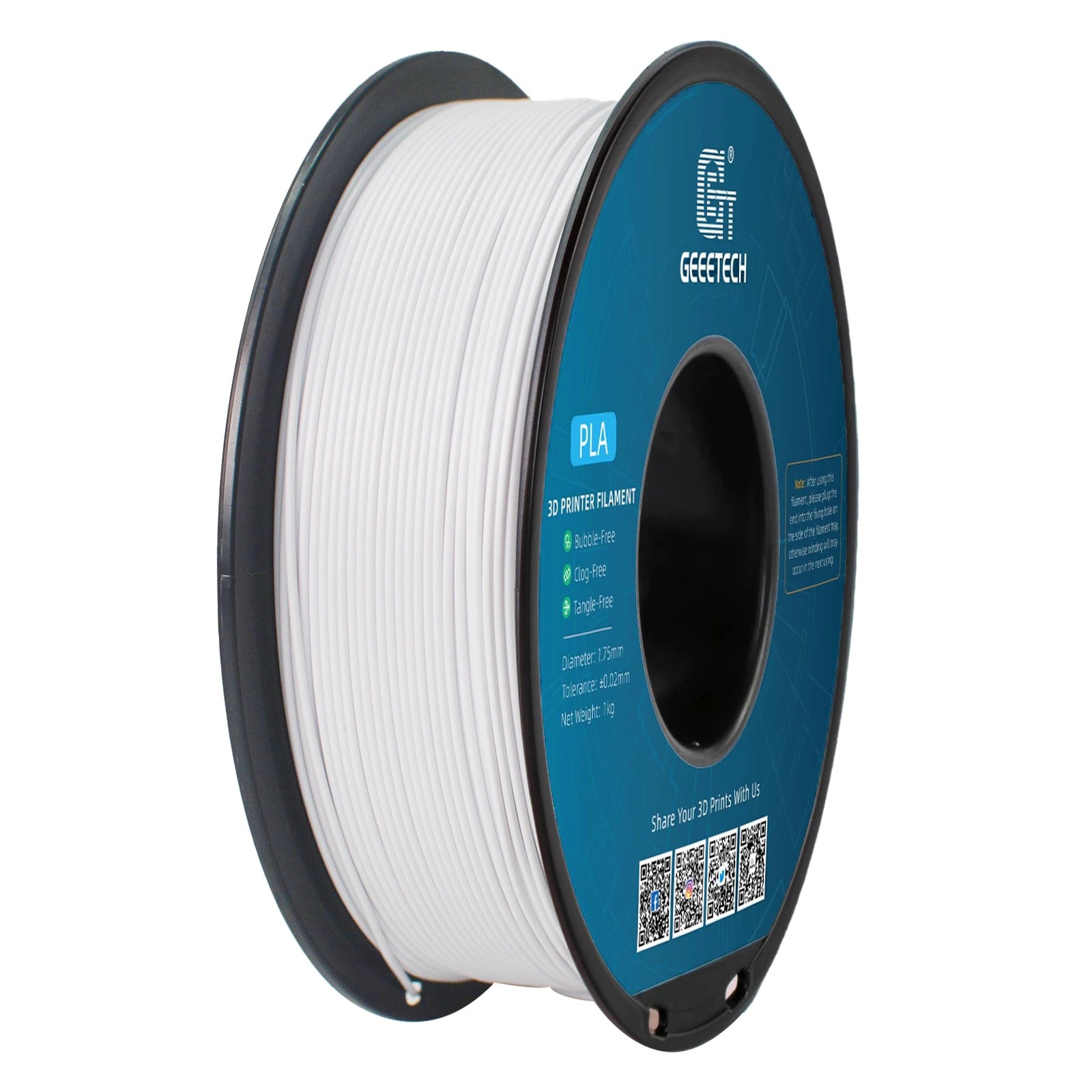 Geeetech 3d printer Filament PLA PETG Plastic 1kg 1.75mm,Tangle-Free,  wire materials, black, white, vacuum packaging
