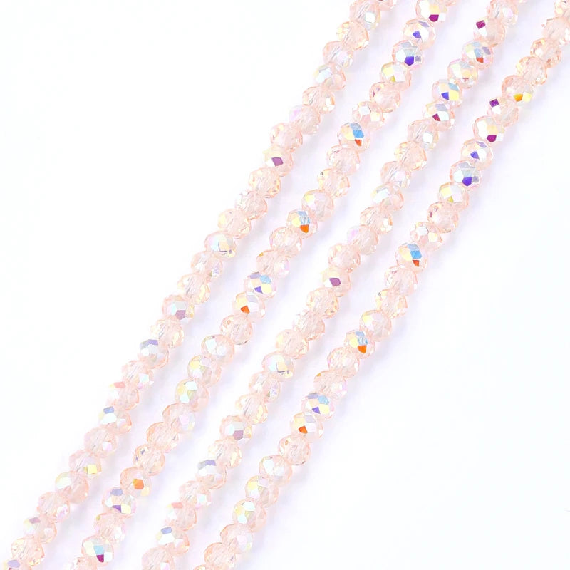 3mm Faceted Round Glass Bead Strands Color Crystal AB   Briolette, Rondelle,  Spacers for Jewelry Making