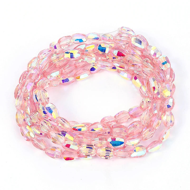 Faceted Glass Beads for  Jewelry Making Bracelet Necklace Earring Keychains 10 Colors 6x8mm