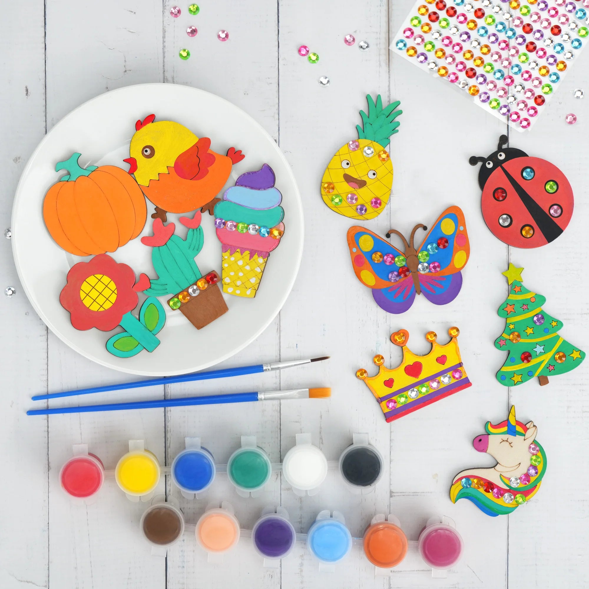 Fun To Paint Magnets Wood Crafts Glow in The Dark, Kit