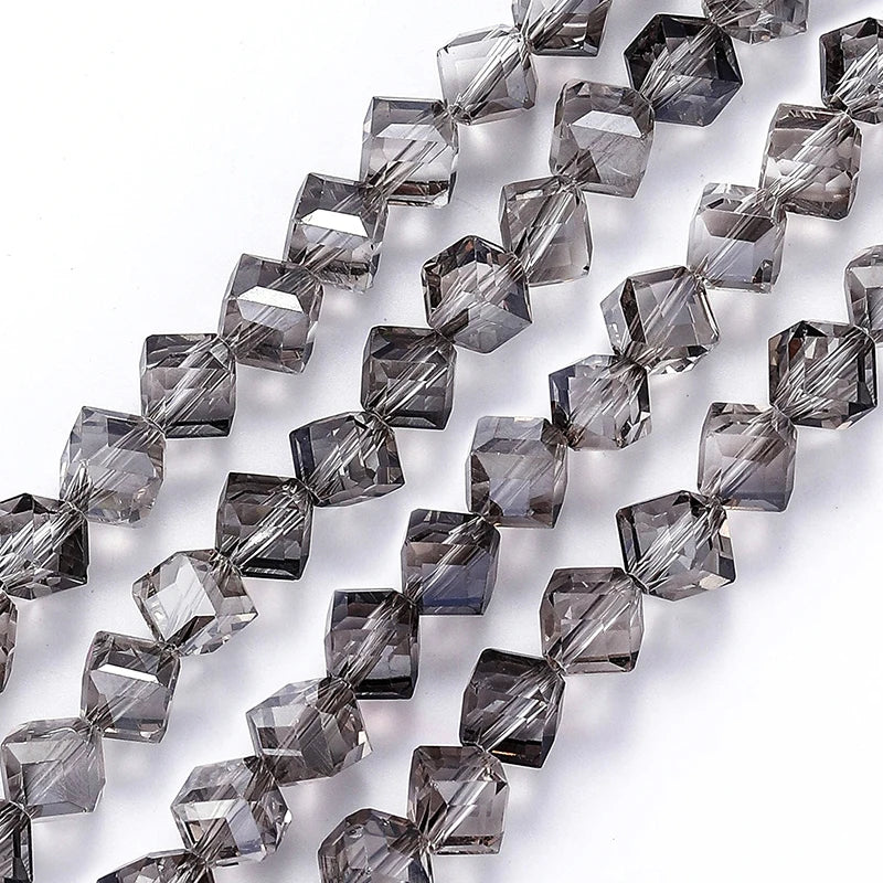 Diagonally Cube Faceted Crystal Glass Beads for Jewelry Making Bracelets, Earrings & Necklaces 4-8mm