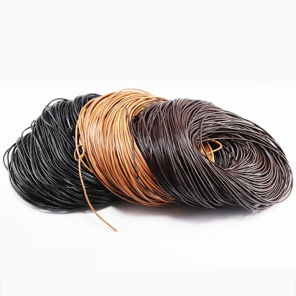 Genuine Cow Leather Round Cord For Jewelry Making 2/5 Meters/Lot 1-6mm