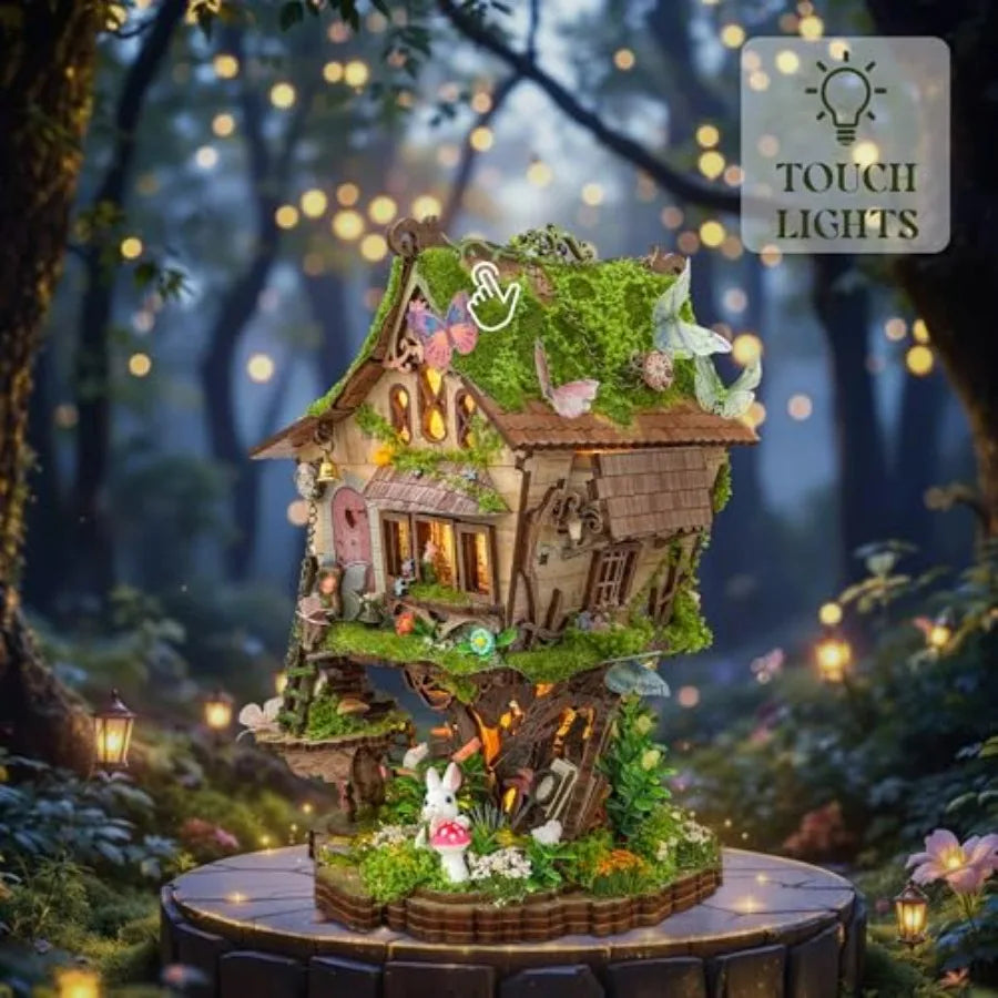 Book Nook Kit Miniature House Kit DIY Crafts for Adults Tree House Wooden Bge with Detailed Design and Easy Assembly