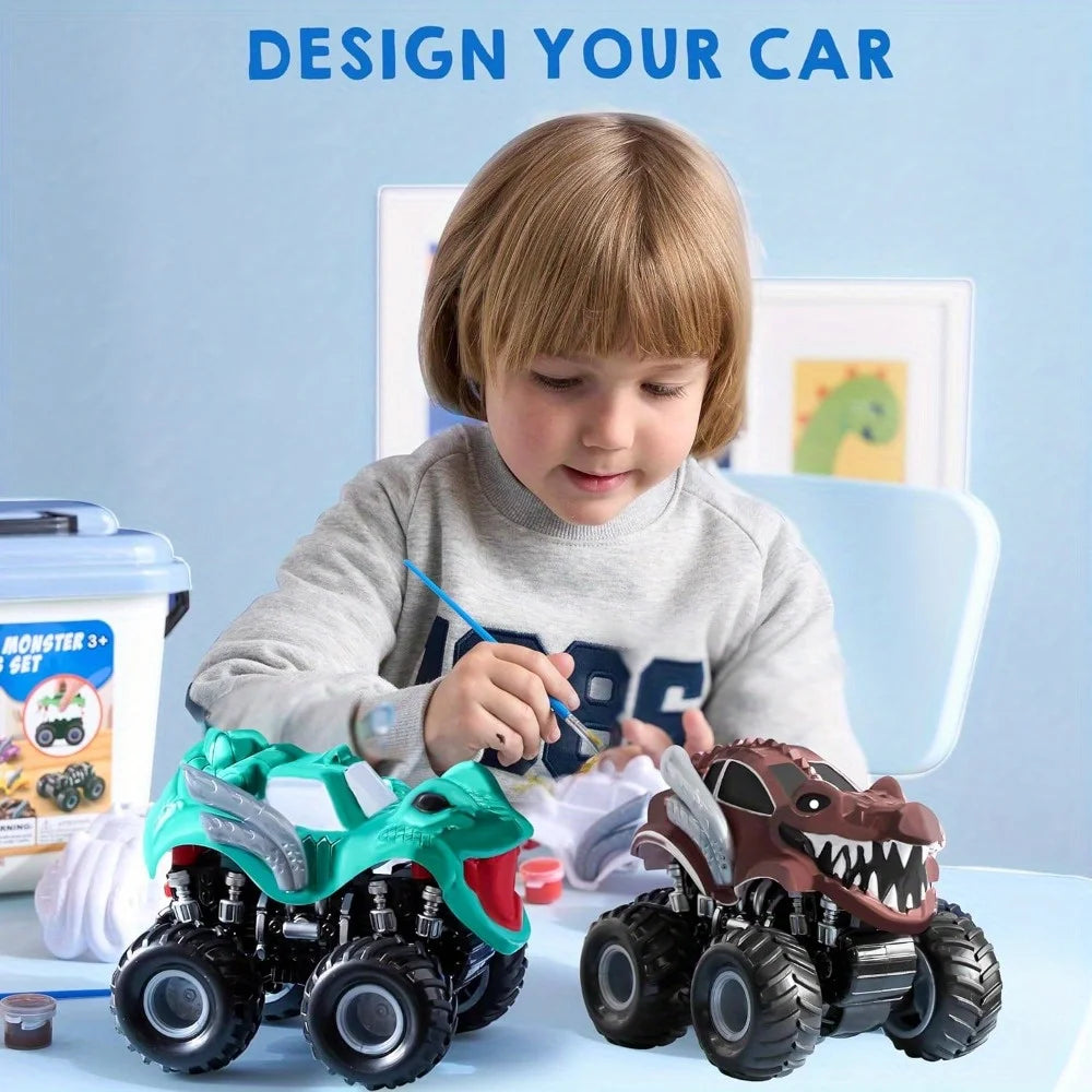 JOYFY Kids Craft Kit Build & Paint Your Own Friction Powered Monster ATV