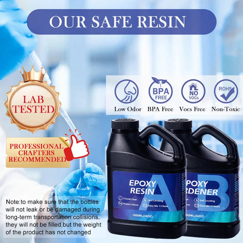 2000ML Epoxy Resin Kit 1:1 Ratio Crystal Clear  Bubble-Free Anti-Yellowing  For Casting, Resin Art, Molds