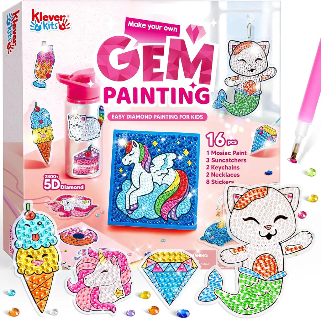 JOYFY 16  Gem Painting Kids Diamond Gem Painting Kit with 5D Gem for Girls Ages 6-Boys &Girls 12 Gem Craft