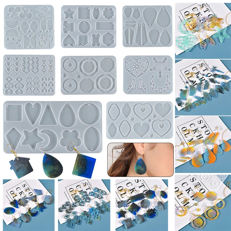 Silicone UV Epoxy Resin Mold Earring, Pendant,  Necklace Round, Heart  Keychain