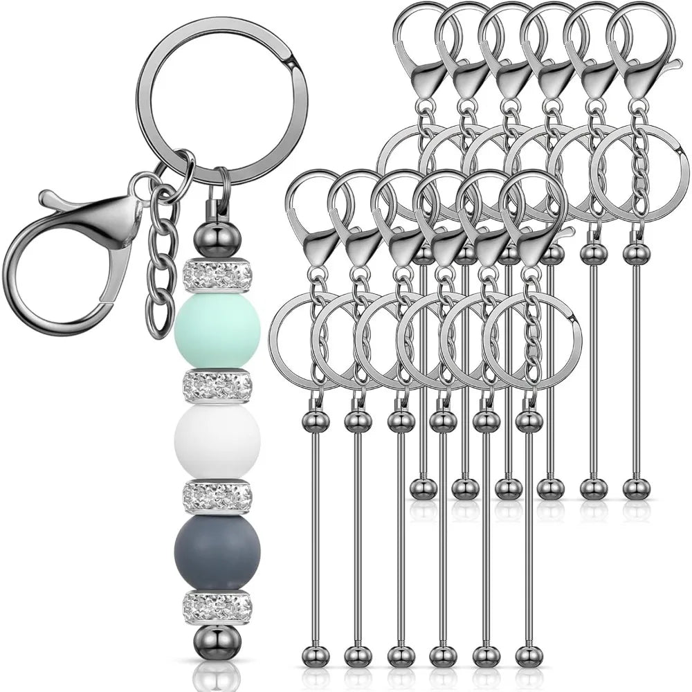 Beadable Keychains  Blank  Metal  12 Pcs