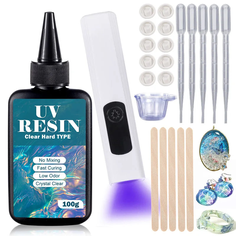 UV Resin Kit With Light Upgraded Hard Type Crystal Clear  Jewelry Making & More