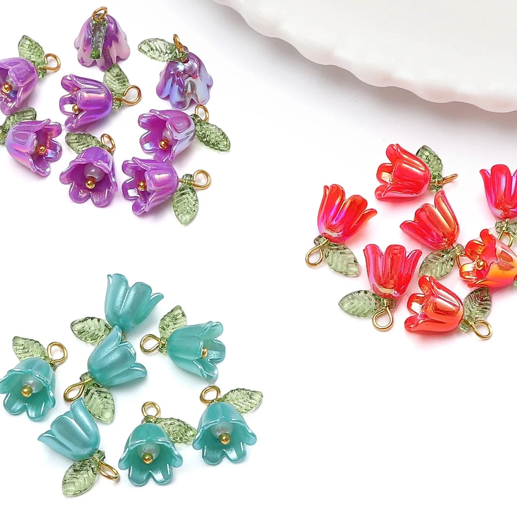 Acrylic Lily Of The Valley Flower Bud Drops/Charms 11x14mm 2-10Pcs