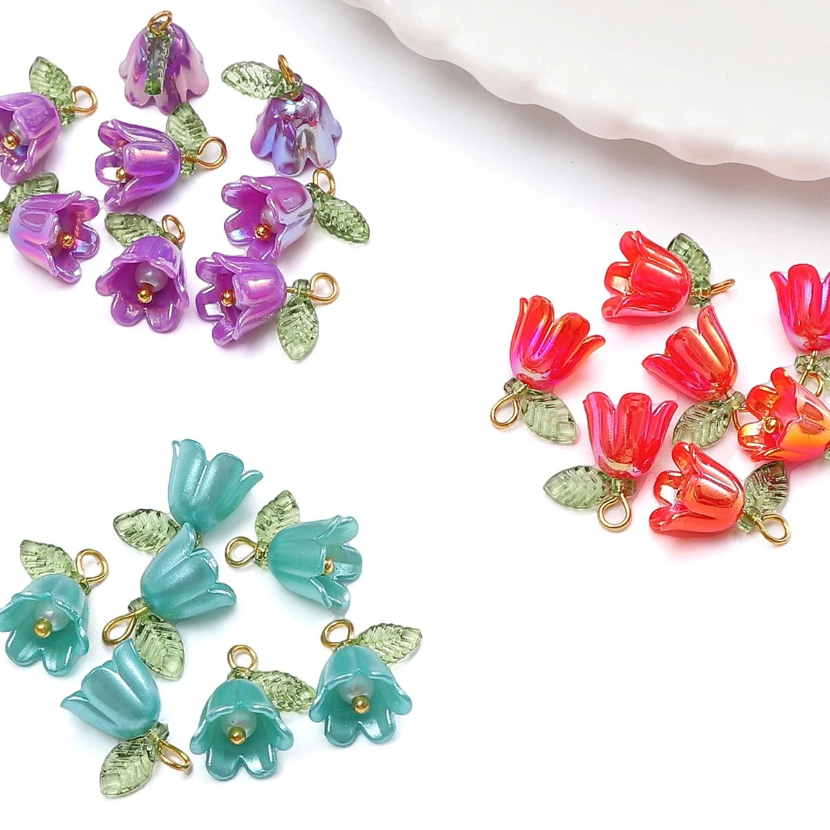 Acrylic Lily Of The Valley Flower Bud Drops/Charms 11x14mm 2-10Pcs