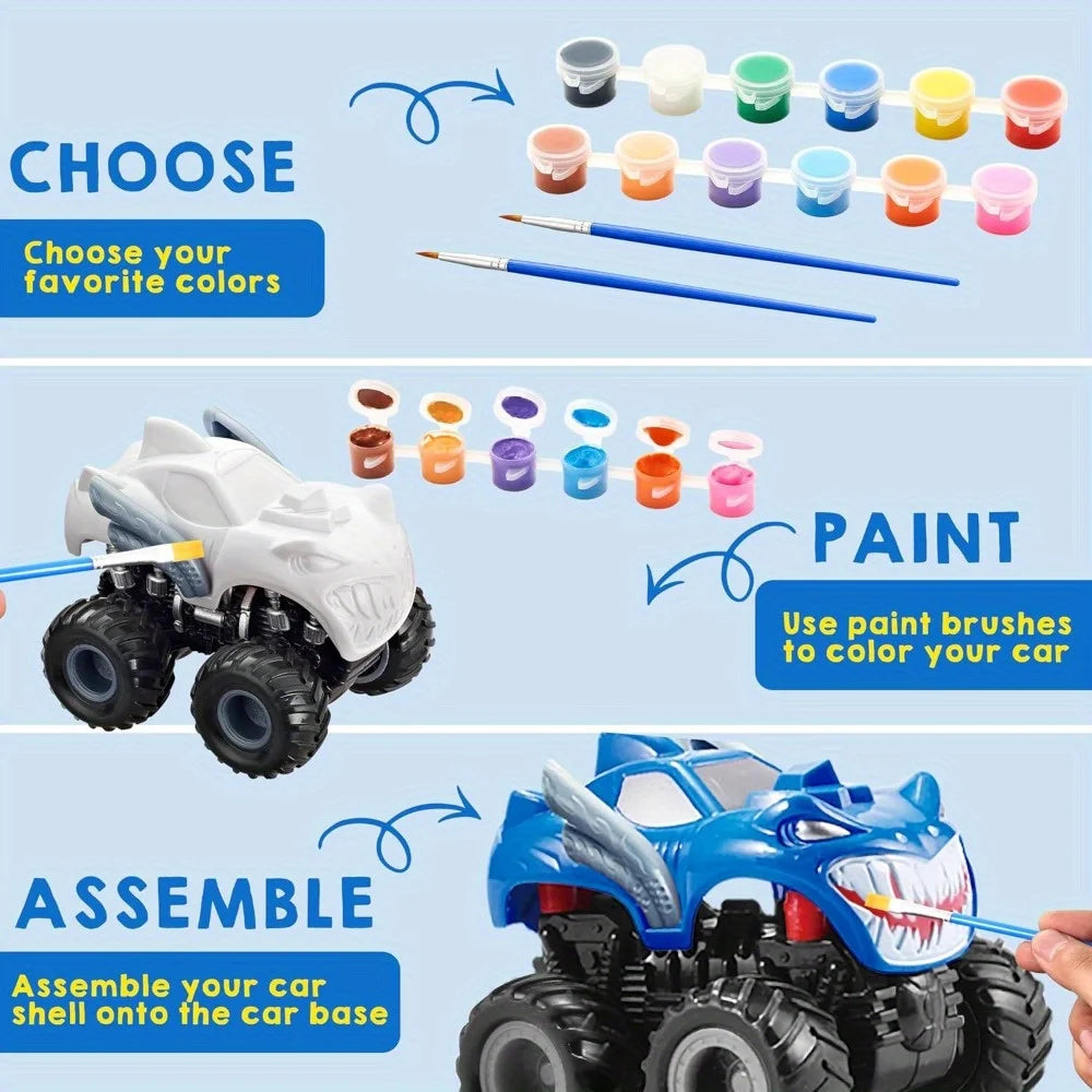 JOYFY Kids Craft Kit Build & Paint Your Own Friction Powered Monster ATV