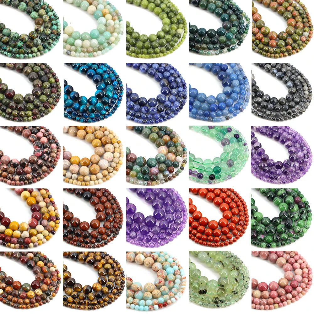 Natural Stone Beads Blue Tiger Eye Crystal Amethyst Rose Quartz Gemstone for Jewelry Making Bracelets Necklaces 4/6/8/10MM