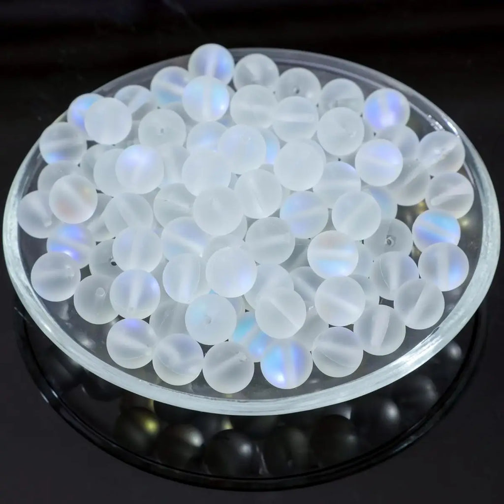 Matte White Aurora Crystal Glass Beads