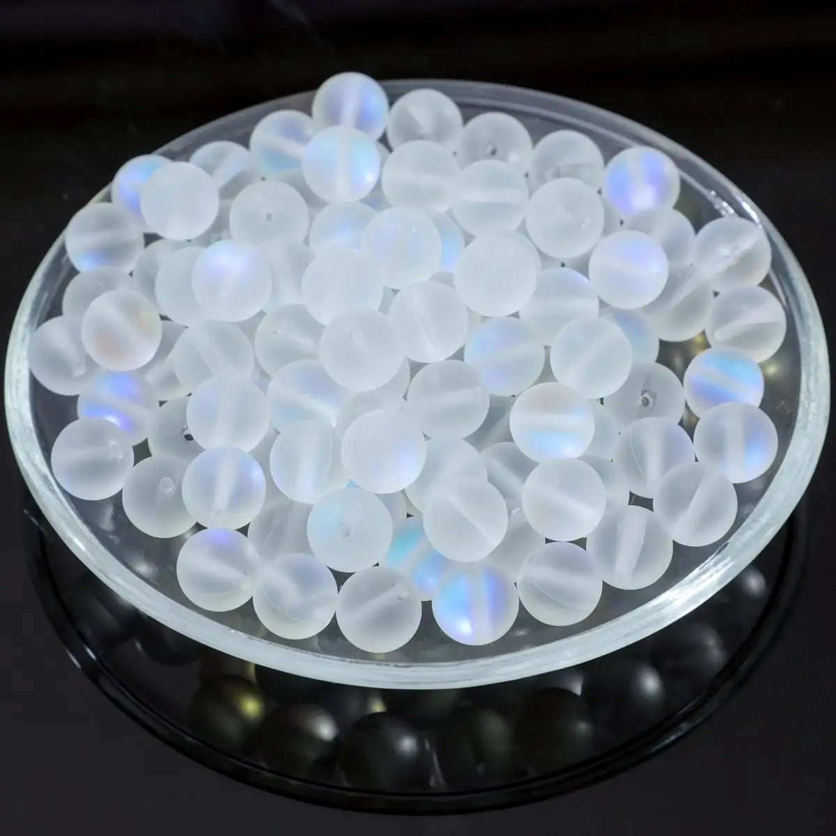 Matte White Aurora Crystal Glass Beads