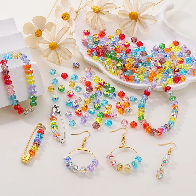 Czech Faceted Rondelle Beads  AAA Crystal Glass  Jewelry Making Bracelet, Earrings, & Necklaces  84pcs