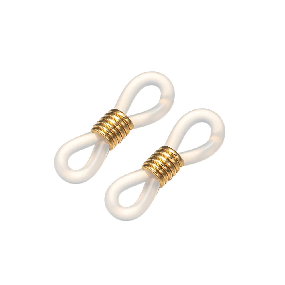 Eyeglass Chain End Adjustable Spring Rubber End Connector for Eye Glasses Sunglasses Cord Holder 50Pcs