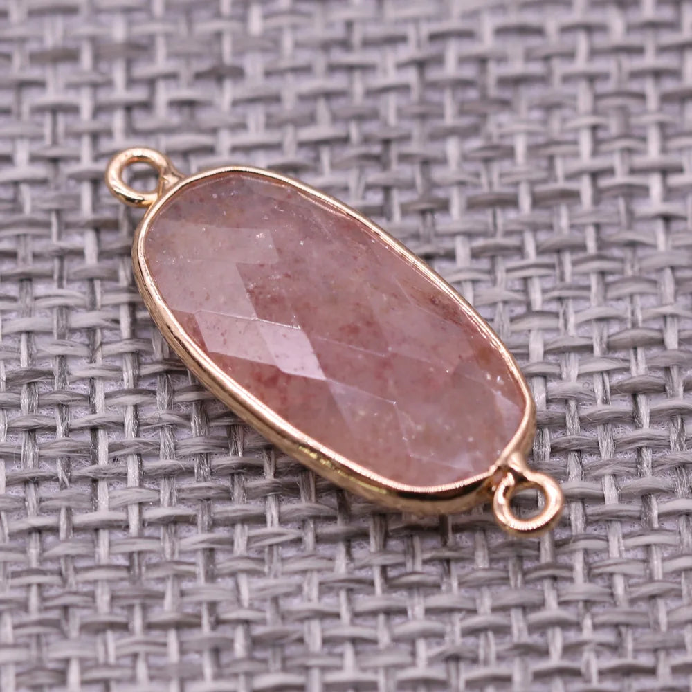 Double-hole Connector Amethyst Pendant, Perfect for DIY Bracelets, Necklaces, and Jewelry Making. New Natural Stone Multi-faceted Crystal Quartz Charm