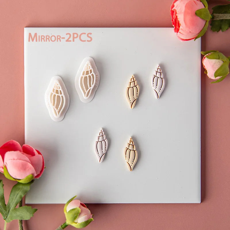Ocean Sea Polymer Clay Cutters Summer Beach Earring Embosser Cutter Shell Conch Fish Tail Shape Earring Mold for Pendant Jewelry