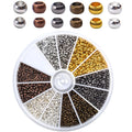 2250 Pieces Tube Crimp Beads Jewelry Making  2 Sizes, 6 Colors
