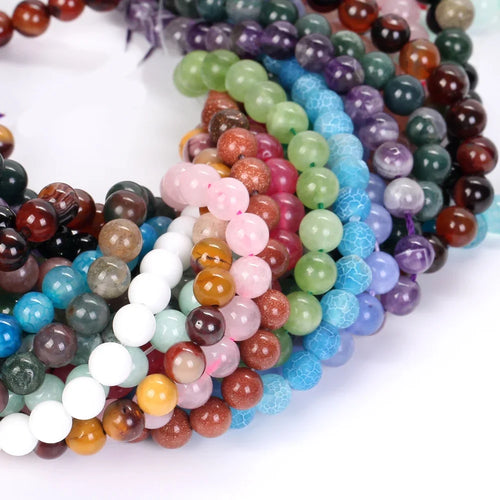 4-12MM Natural Stone Beads Lava Amethyst Tiger Eye Quartz Agates Round Jewelry Making Bracelets, Necklaces, Earrings