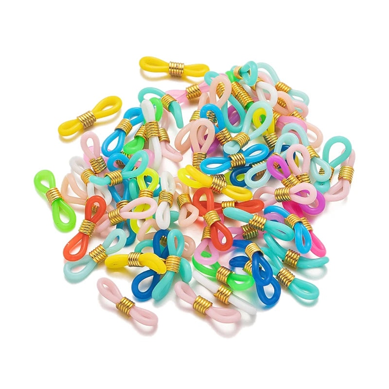 Eyeglass Chain End Adjustable Spring Rubber End Connector for Eye Glasses Sunglasses Cord Holder 50Pcs