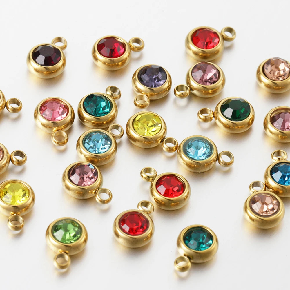 Stainless Steel Rhinestone Drops Charms