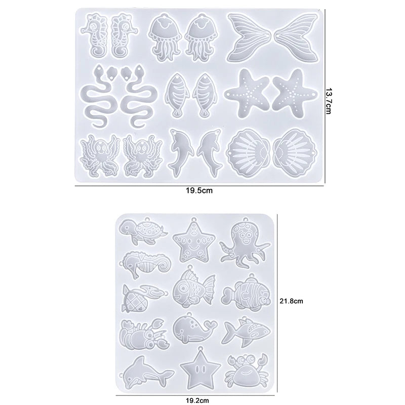 Ocean Series Silicone Resin Molds Fish Seashell  Earring Keychain  Jewelry Making