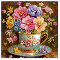 5D DIY Diamond Painting Flower Kit, Flower Decoration in Cups, DIY Alien Drill Bit, Diamond Mosaic Art Gift Crafts, Wall Home De